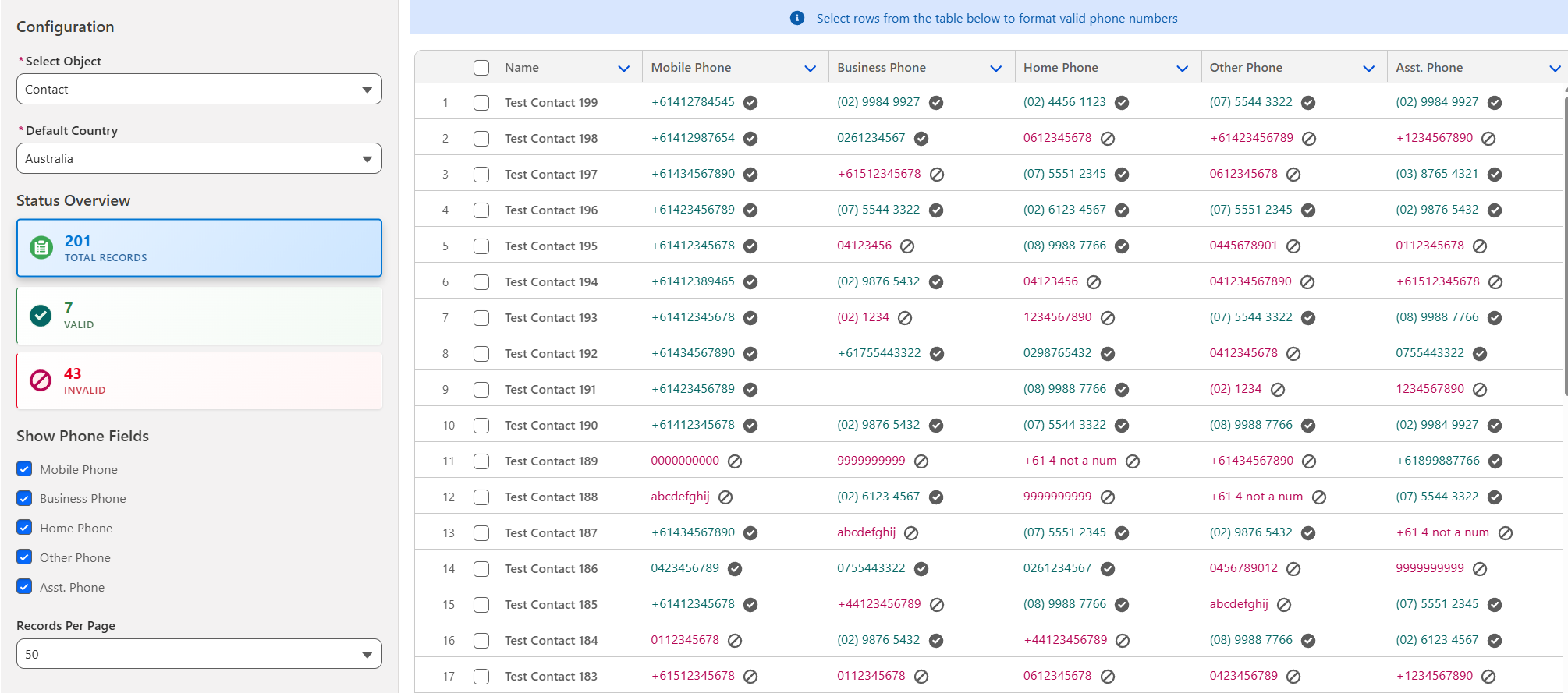 Bulk Phone Validation Interface